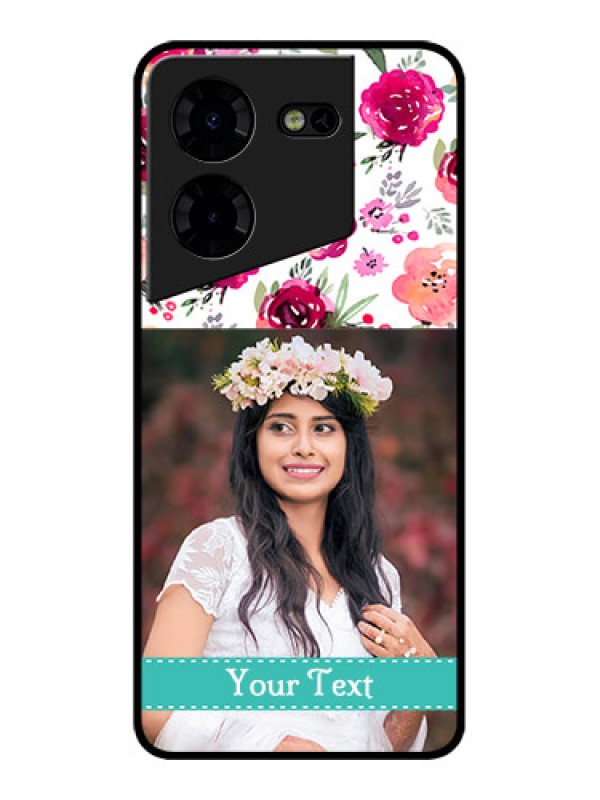 Custom Tecno Pova 5 Pro 5G Custom Metal Phone CaseWater Colors Floral Design