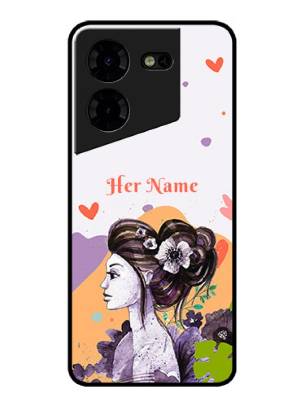 Custom Tecno Pova 5 Pro 5G Custom Metal Phone CaseWoman And Nature Design