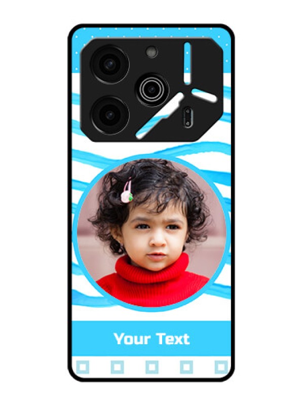 Custom Tecno Pova 6 Pro 5G Custom Metal Phone CaseSimple Blue Case Design