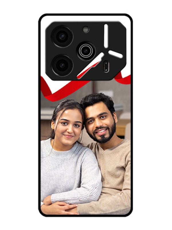 Custom Tecno Pova 6 Pro 5G Custom Metal Phone CaseRed Ribbon Frame Design