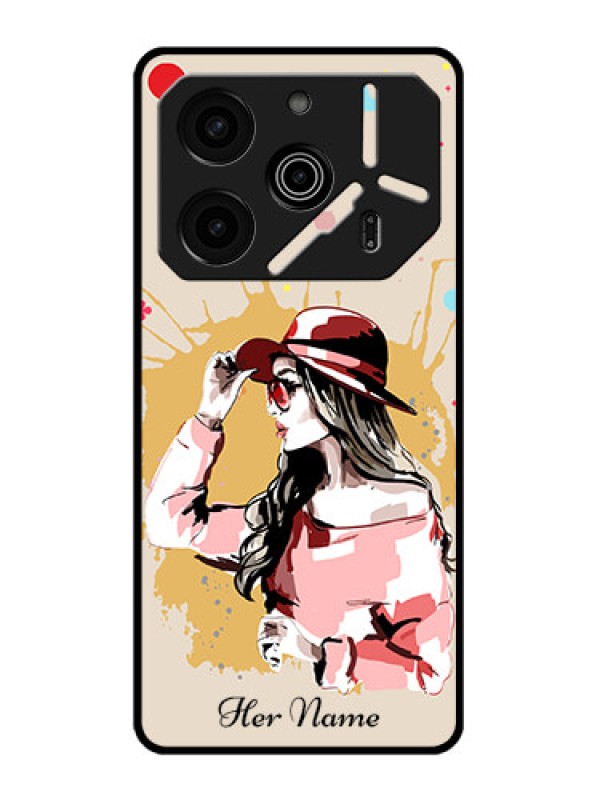 Custom Tecno Pova 6 Pro 5G Custom Metal Phone CaseWomen With Pink Hat Design