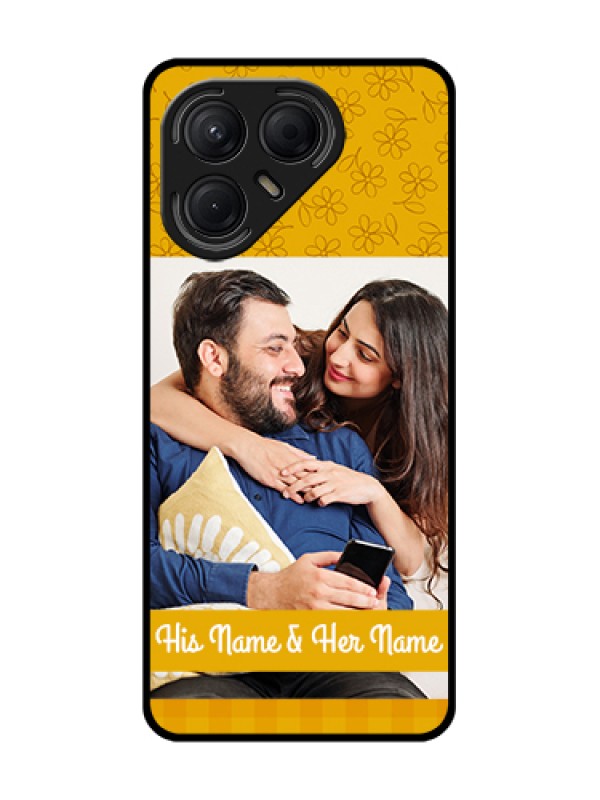 Custom Tecno Pova 7 5G Custom Metal Phone Case - Yellow Floral Design