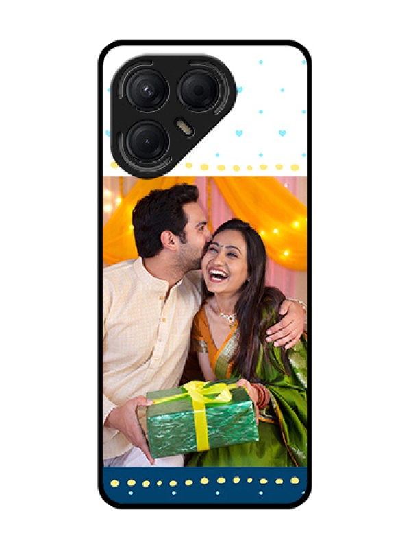 Custom Tecno Pova 7 5G Custom Metal Phone Case - White And Blue Abstract Design