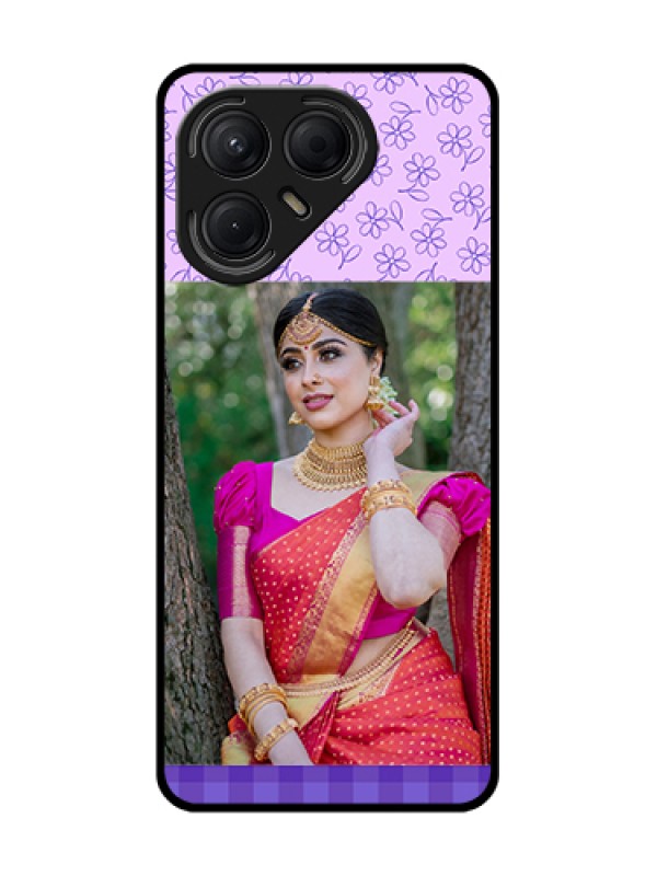 Custom Tecno Pova 7 5G Custom Metal Phone Case - Purple Floral Design