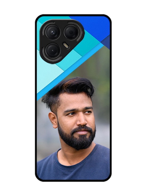 Custom Tecno Pova 7 5G Custom Metal Phone Case - Blue Pattern Design