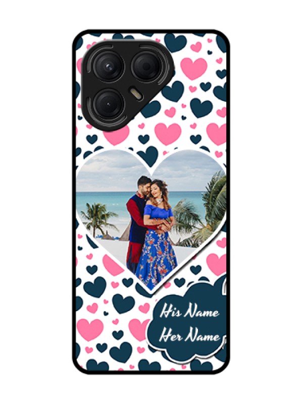 Custom Tecno Pova 7 5G Custom Metal Phone Case - Pink & Blue Heart Design