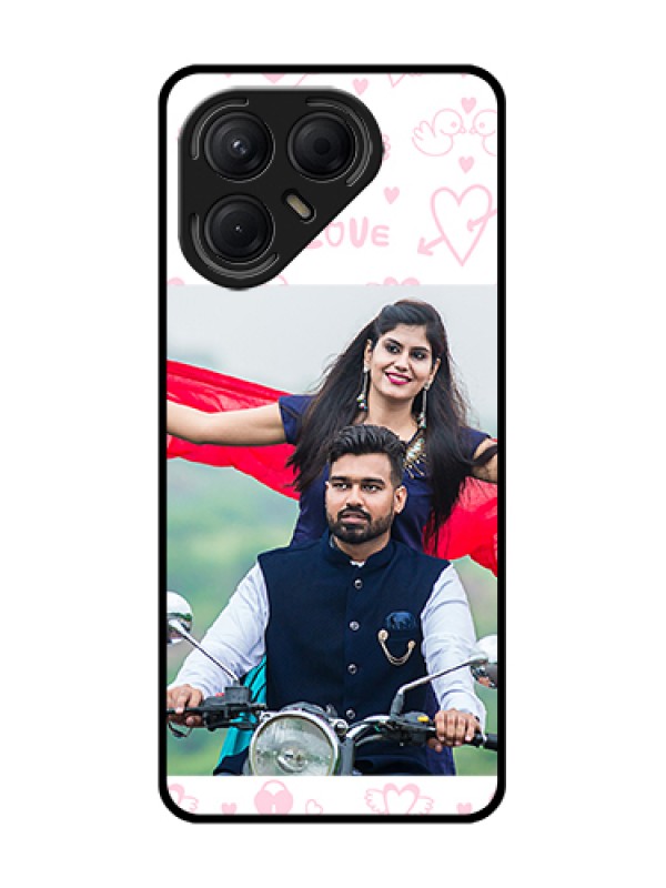 Custom Tecno Pova 7 5G Custom Metal Phone Case - Pink Flying Heart Design