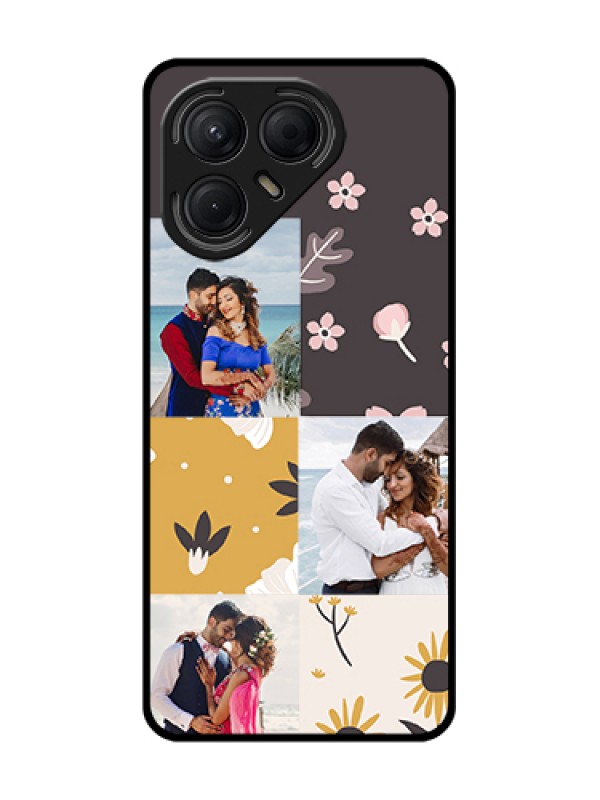 Custom Tecno Pova 7 5G Custom Metal Phone Case - 3 Images With Floral Design