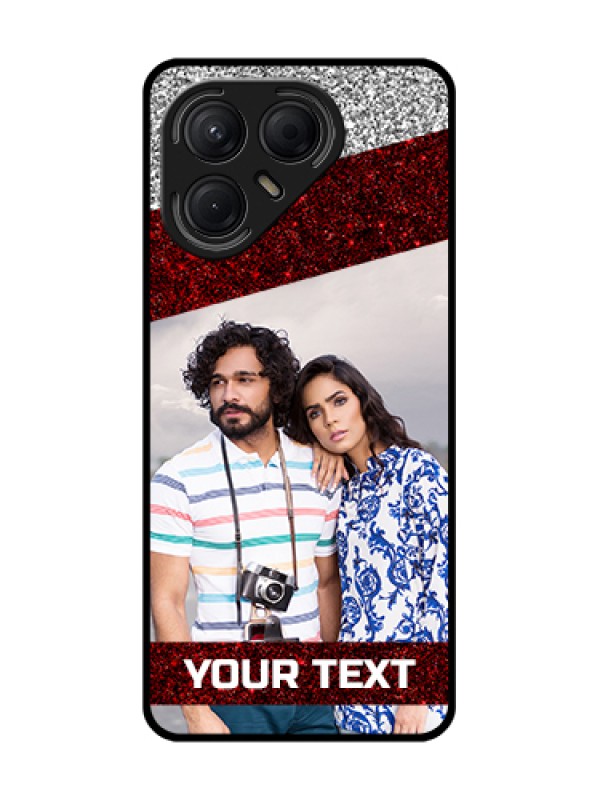 Custom Tecno Pova 7 5G Custom Metal Phone Case - Image Holder With Glitter Strip Design