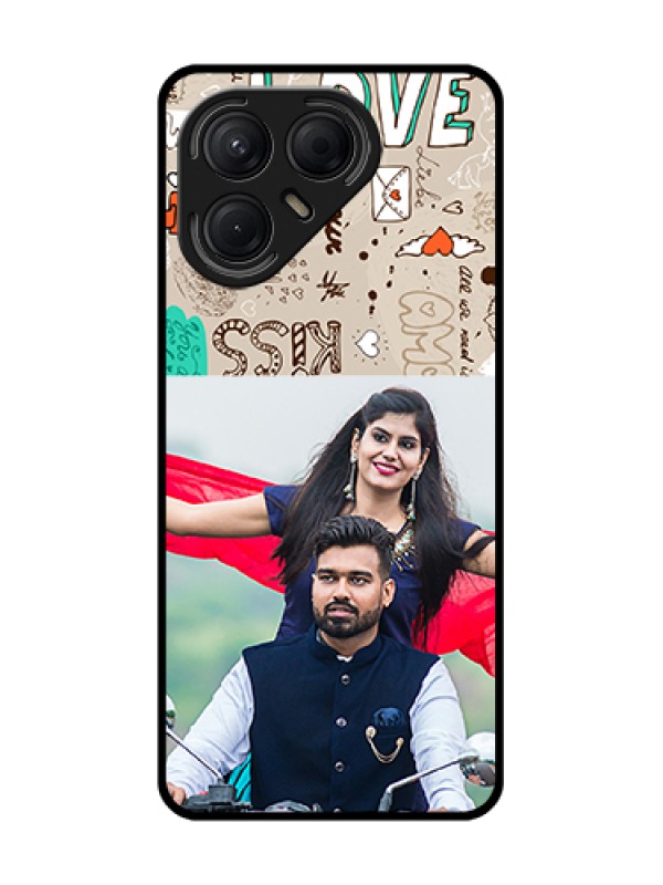 Custom Tecno Pova 7 5G Custom Metal Phone Case - Love Doodle Pattern