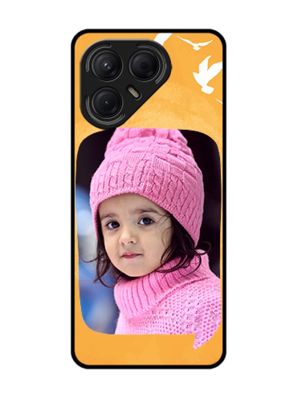 Custom Tecno Pova 7 5G Custom Metal Phone Case - Water Color Design With Bird Icons