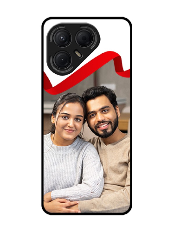 Custom Tecno Pova 7 5G Custom Metal Phone Case - Red Ribbon Frame Design