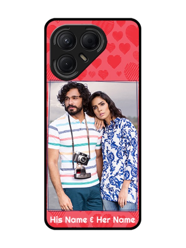 Custom Tecno Pova 7 5G Custom Metal Phone Case - With Red Heart Symbols Design