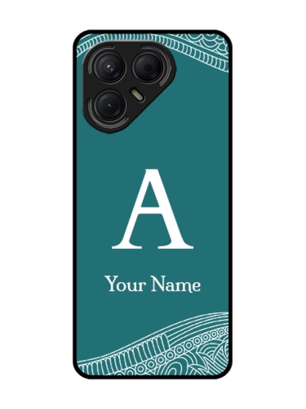 Custom Tecno Pova 7 5G Custom Metal Phone Case - Line Art Pattern With Custom Name Design