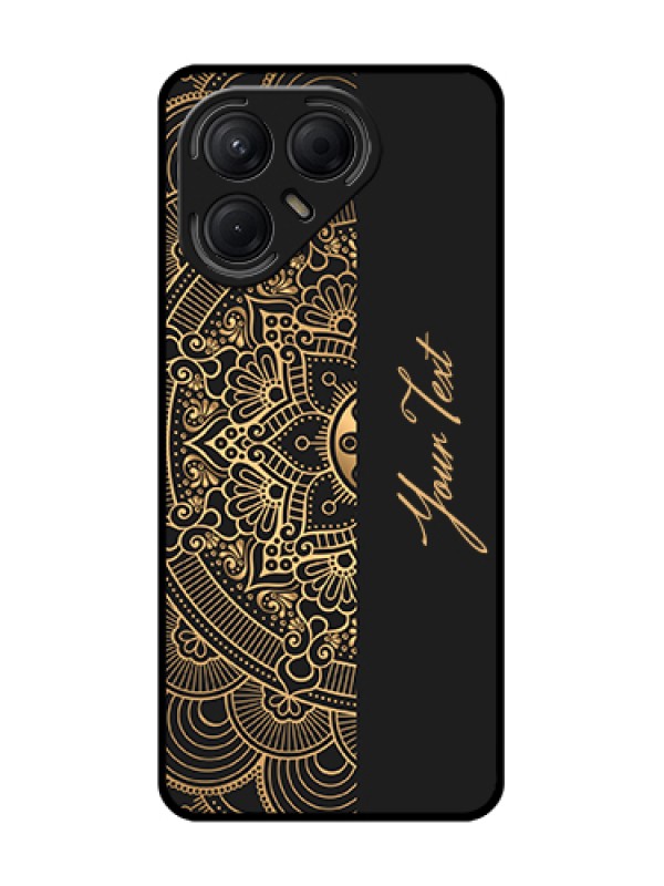 Custom Tecno Pova 7 5G Custom Metal Phone Case - Mandala Art With Custom Text Design