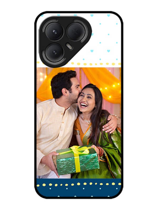 Custom Tecno Pova 7 Pro 5G Custom Metal Phone Case - White And Blue Abstract Design