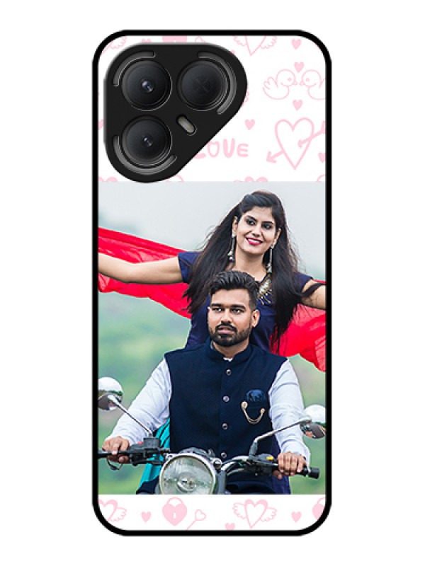 Custom Tecno Pova 7 Pro 5G Custom Metal Phone Case - Pink Flying Heart Design