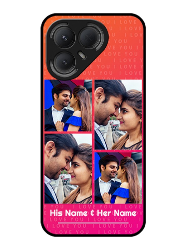 Custom Tecno Pova 7 Pro 5G Custom Metal Phone Case - I Love You Pink Design