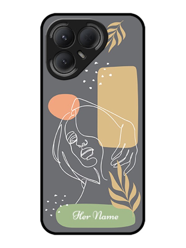 Custom Tecno Pova 7 Pro 5G Custom Metal Phone Case - Gazing Woman Line Art Design