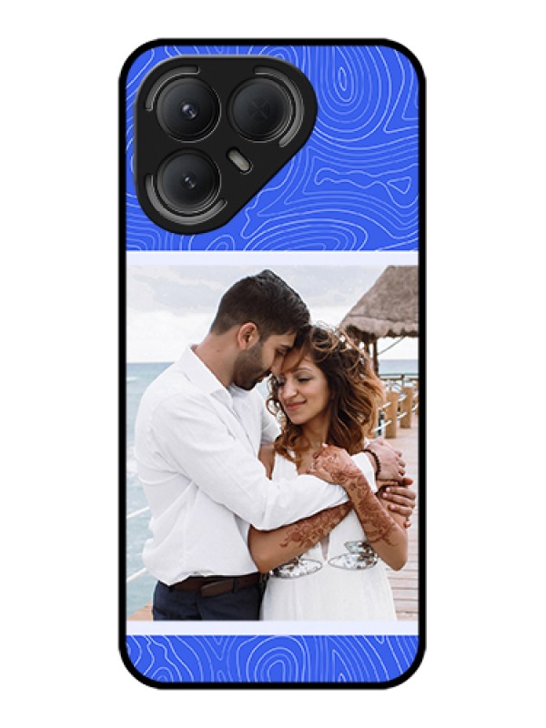 Custom Tecno Pova 7 Pro 5G Custom Metal Phone Case - Curved Line Art With Blue And White Design