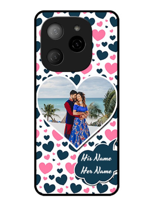 Custom Tecno Spark 20 Pro 5G Custom Metal Phone CasePink and Blue Heart Design