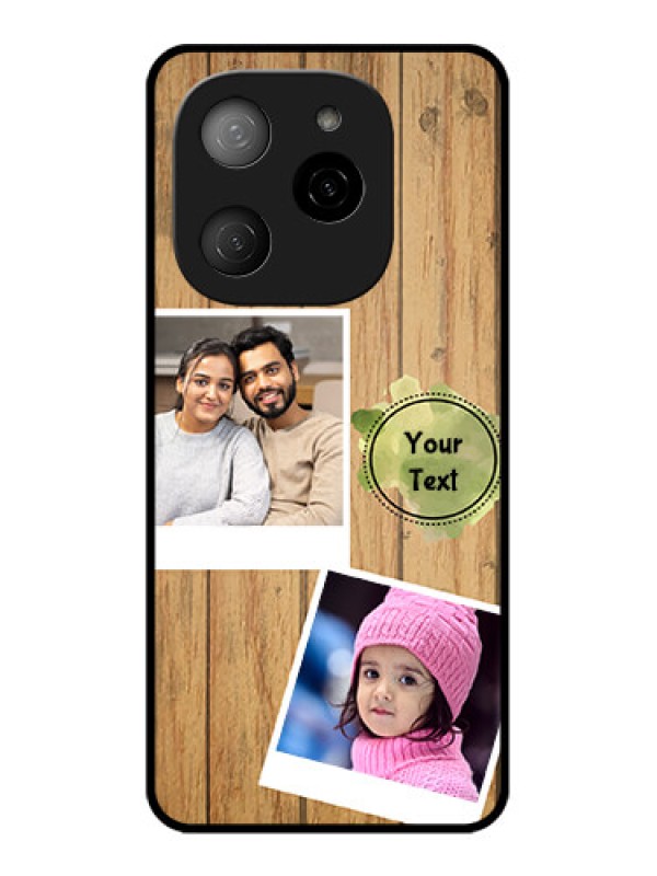 Custom Tecno Spark 20 Pro 5G Custom Metal Phone CaseWooden Texture Design