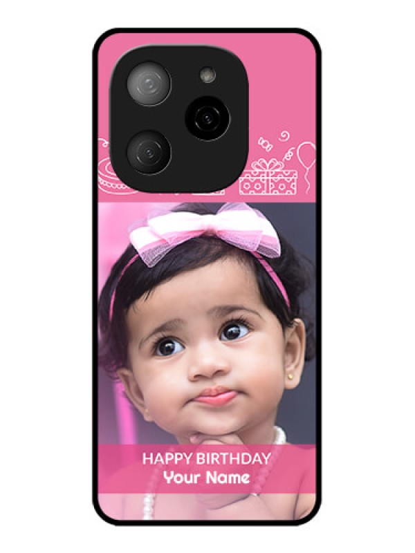 Custom Tecno Spark 20 Pro 5G Custom Metal Phone CaseWith Birthday Line Art Design