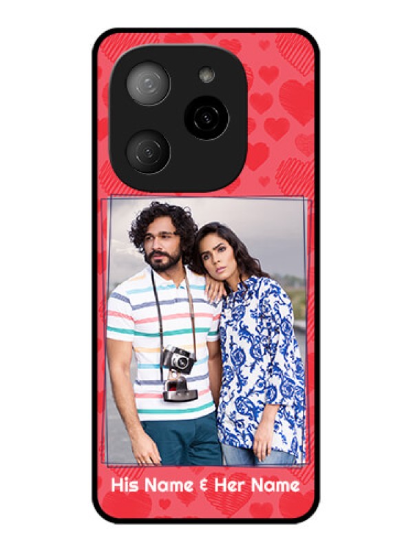 Custom Tecno Spark 20 Pro 5G Custom Metal Phone CaseWith Red Heart Symbols Design