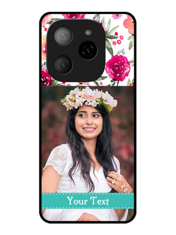 Custom Tecno Spark 20 Pro 5G Custom Metal Phone CaseWater Colors Floral Design