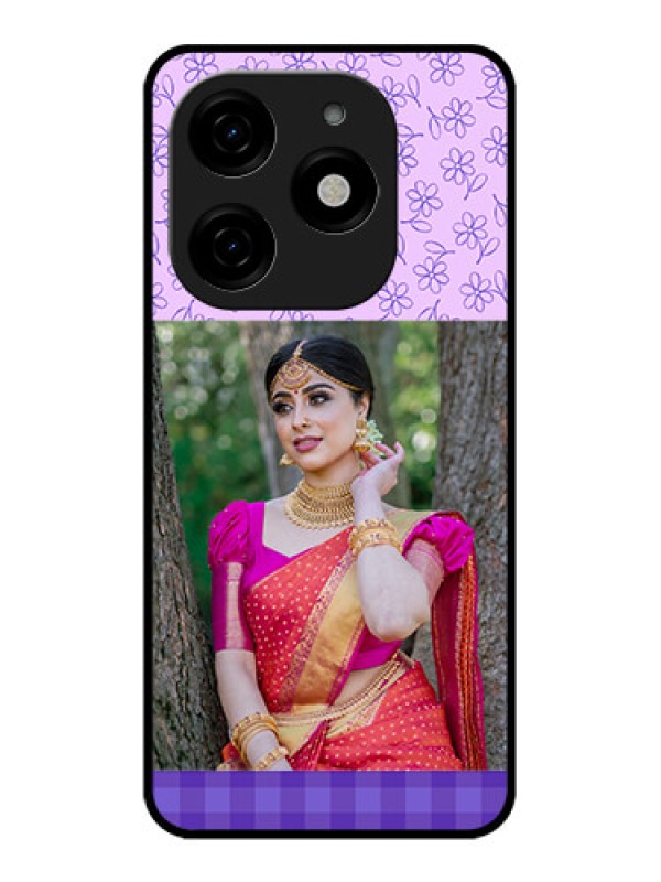 Custom Tecno Spark 20 Custom Metal Phone CasePurple Floral Design