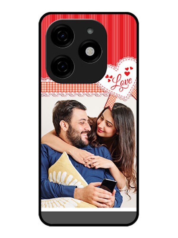 Custom Tecno Spark 20 Custom Metal Phone CaseRed Love Pattern Design