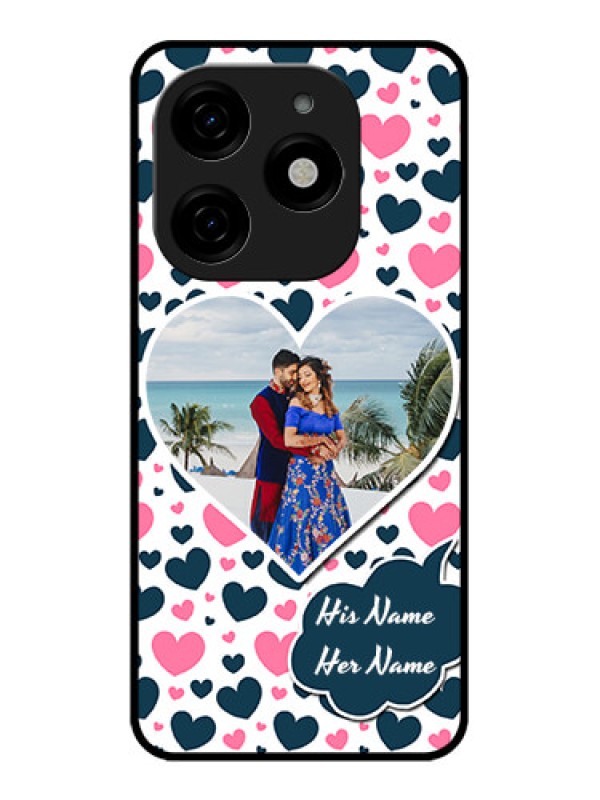 Custom Tecno Spark 20 Custom Metal Phone CasePink and Blue Heart Design