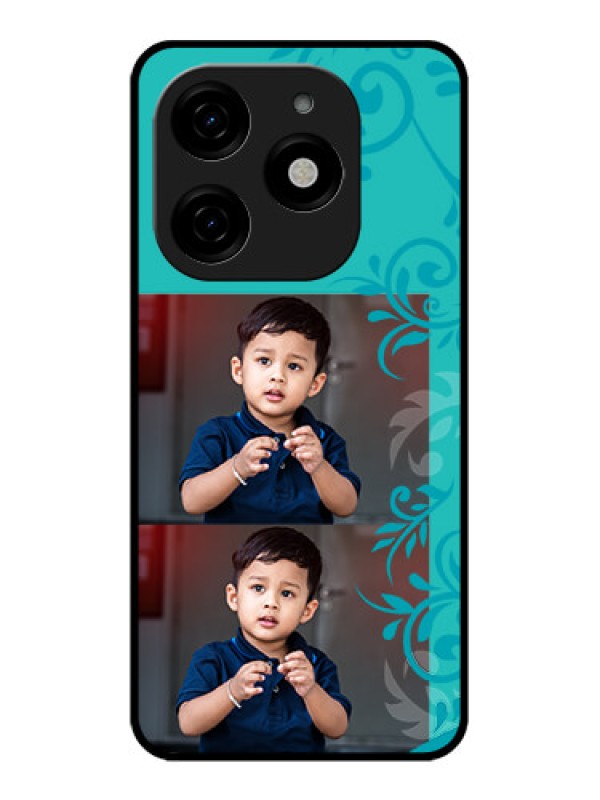 Custom Tecno Spark 20 Custom Metal Phone CaseWith Photo And Green Floral Design