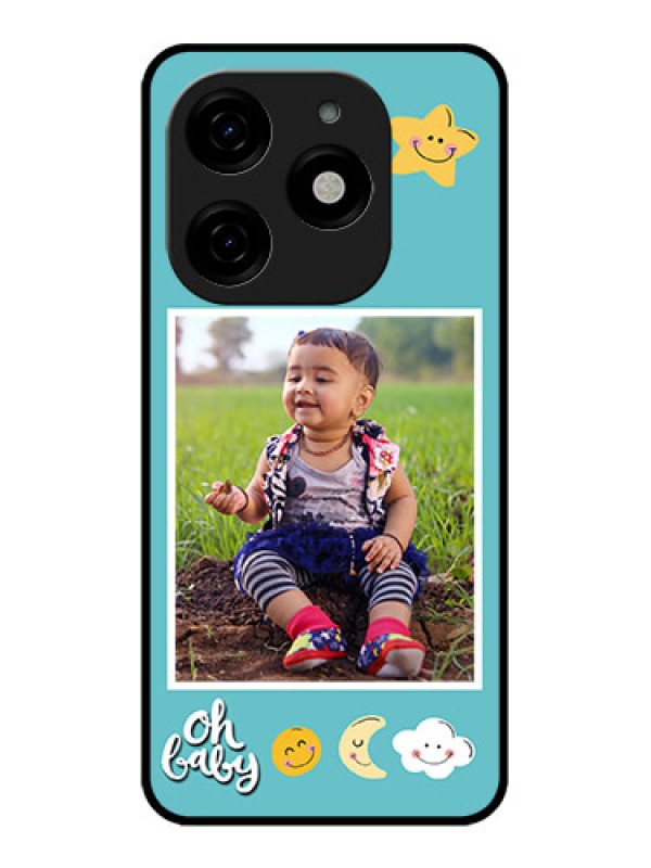 Custom Tecno Spark 20 Custom Metal Phone CaseSmiley Kids Stars Design