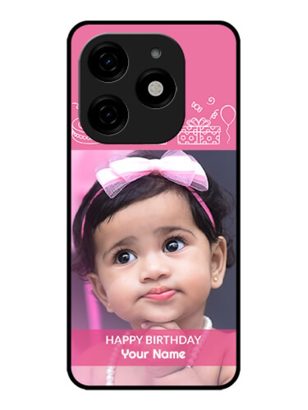 Custom Tecno Spark 20 Custom Metal Phone CaseWith Birthday Line Art Design