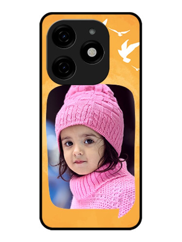 Custom Tecno Spark 20 Custom Metal Phone CaseWater Color Design With Bird Icons