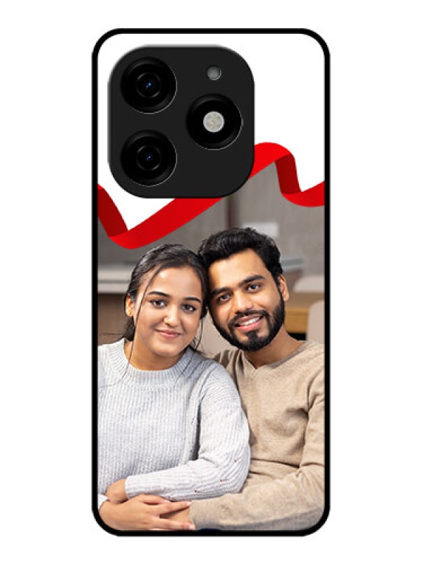 Custom Tecno Spark 20 Custom Metal Phone CaseRed Ribbon Frame Design