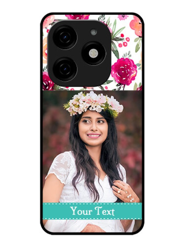 Custom Tecno Spark 20 Custom Metal Phone CaseWater Colors Floral Design