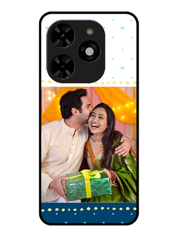 Custom Tecno Spark 20C Custom Metal Phone CaseWhite And Blue Abstract Design