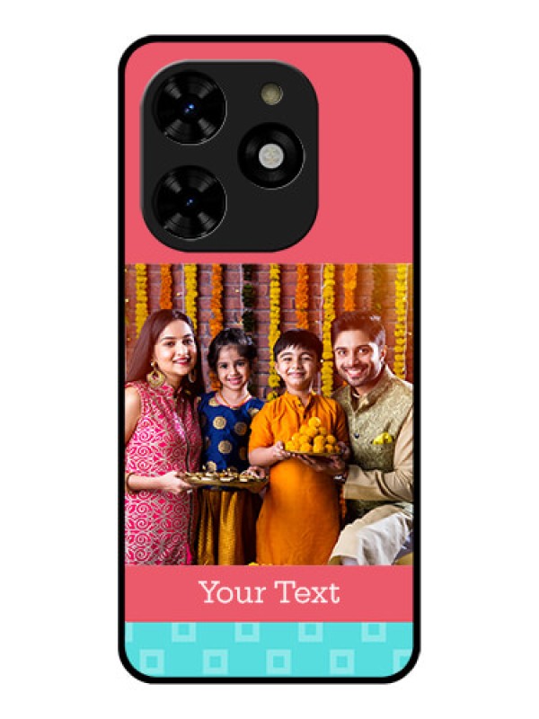 Custom Tecno Spark 20C Custom Metal Phone CasePeach and Blue Color Design