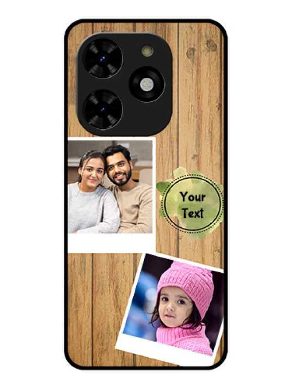 Custom Tecno Spark 20C Custom Metal Phone CaseWooden Texture Design