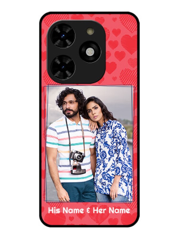 Custom Tecno Spark 20C Custom Metal Phone CaseWith Red Heart Symbols Design