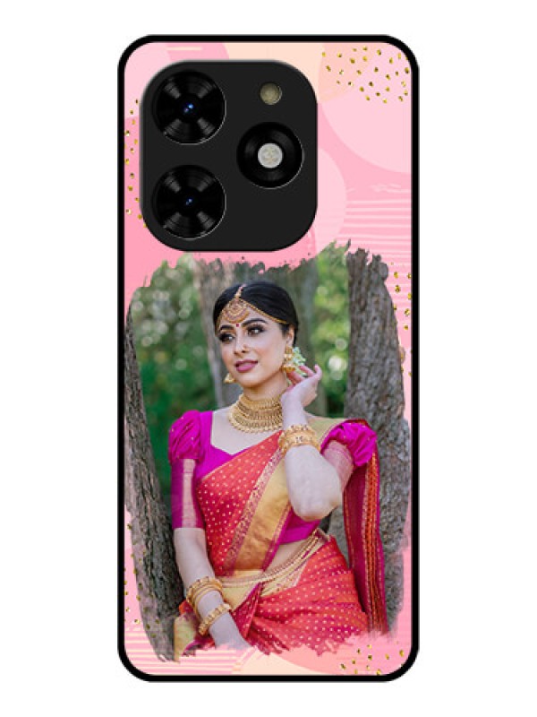 Custom Tecno Spark 20C Custom Metal Phone CaseGold Glitter Splash Design