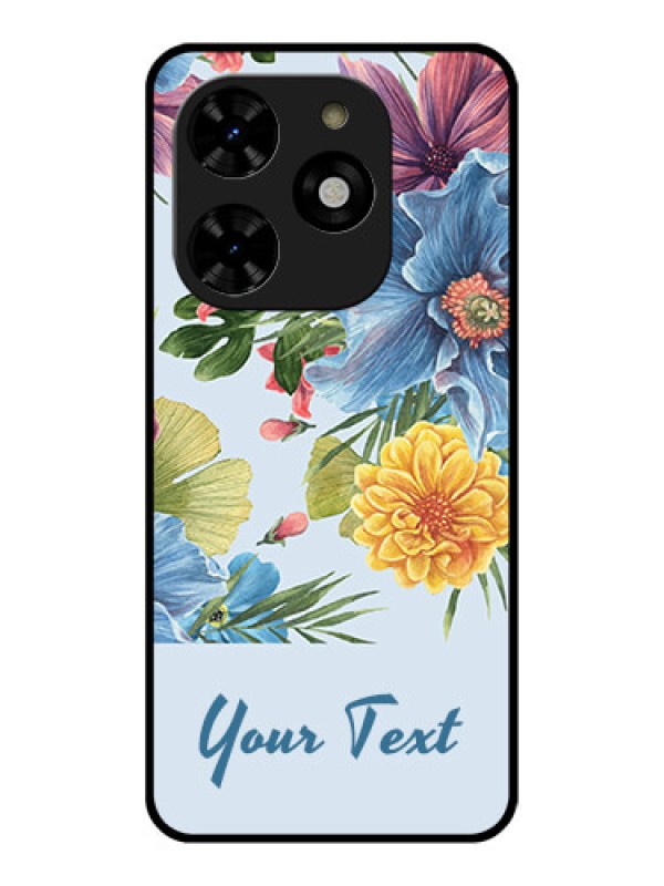 Custom Tecno Spark 20C Custom Metal Phone CaseStunning Watercolored Flowers Painting Design