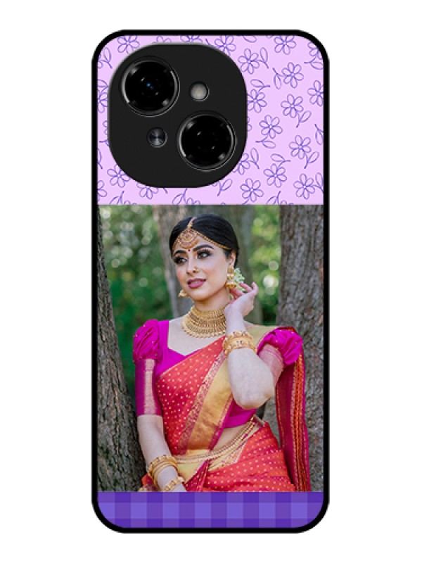 Custom Tecno Spark Go 1 Custom Metal Phone Case - Purple Floral Design