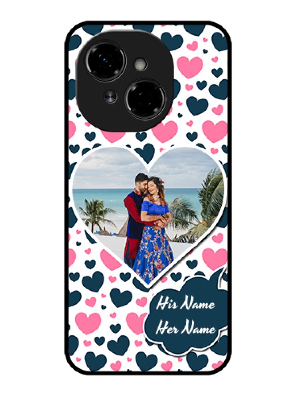 Custom Tecno Spark Go 1 Custom Metal Phone Case - Pink & Blue Heart Design