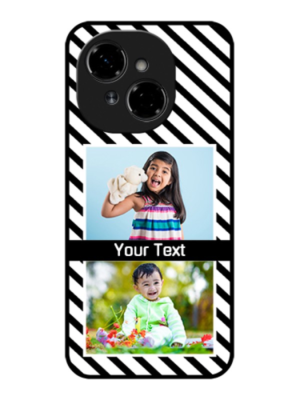 Custom Tecno Spark Go 1 Custom Metal Phone Case - Black And White Stripes Design