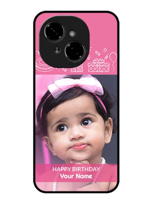 Custom Tecno Spark Go 1 Custom Metal Phone Case - With Birthday Line Art Design