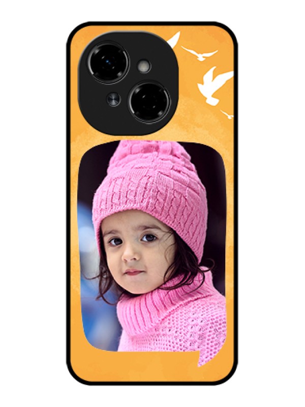 Custom Tecno Spark Go 1 Custom Metal Phone Case - Water Color Design With Bird Icons