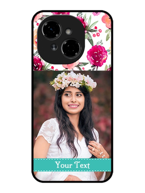 Custom Tecno Spark Go 1 Custom Metal Phone Case - Water Colors Floral Design